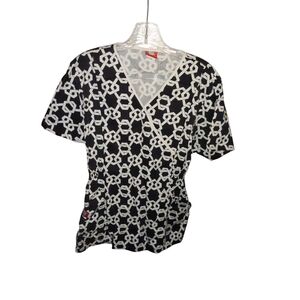 Sherly Uniforms NO SIZE Black and White Chain Print Women's Top